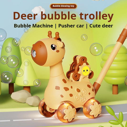 Children's Bubble Walker Push Cart with Music, Lights, Giraffe, Outdoor Interactive Toy