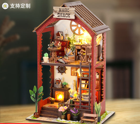 DIY Wooden Villa Book Nook Model Toy