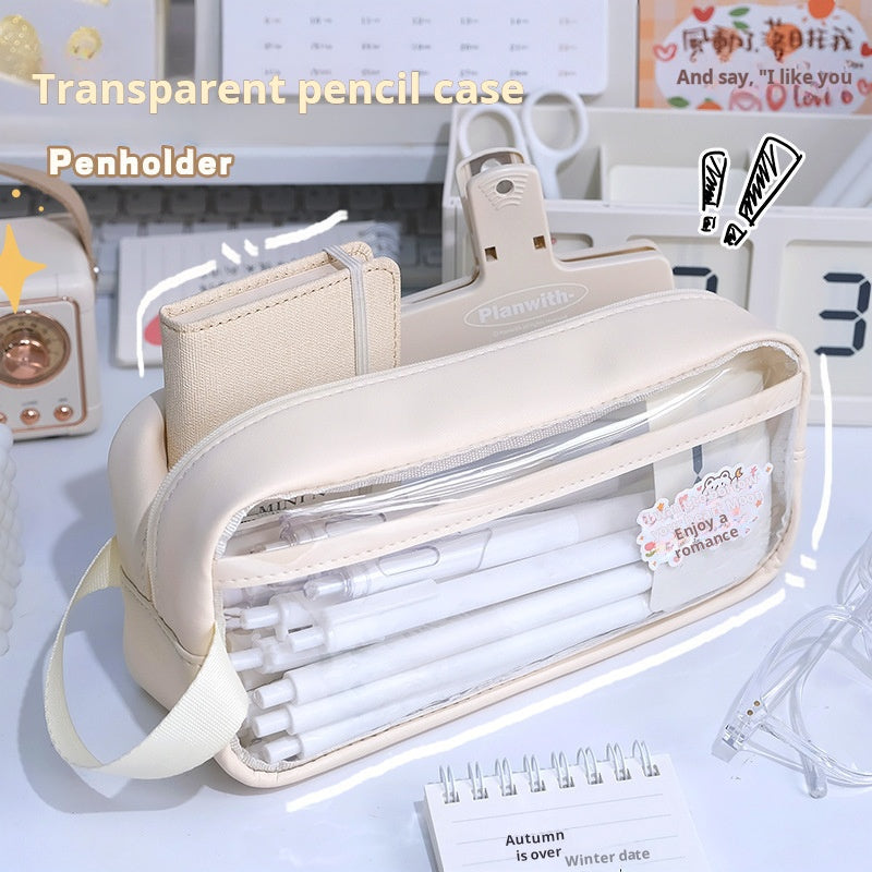 Transparent Large Capacity Pencil Case, Minimalist