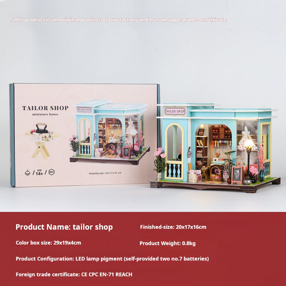 DIY Mini House Tailor Shop Model Toy