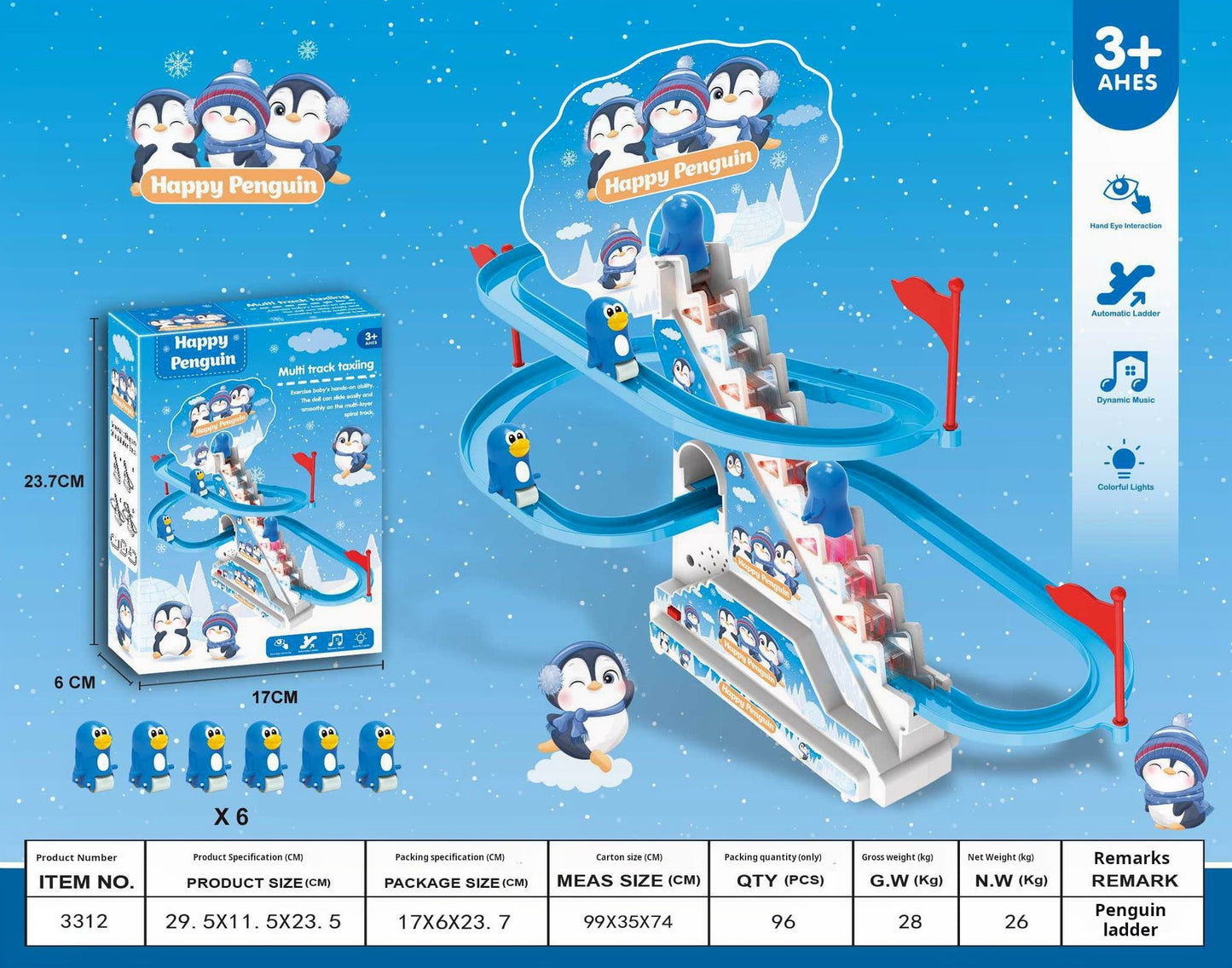 Duck Climbing Stairs Electric Track with Lights and Music Educational Toy