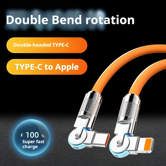 Double elbow TYPE-C mobile phone car charging cable