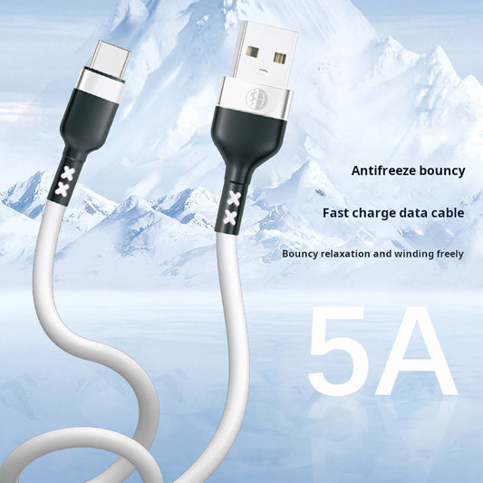 New Anti-Freeze Silicone 5A Fast Charging Cable for Apple, Android, and Huawei