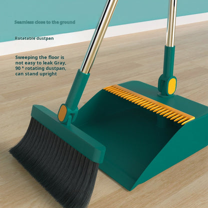 Folding Broom and Dustpan Set, Soft Brush, Hair-Resistant