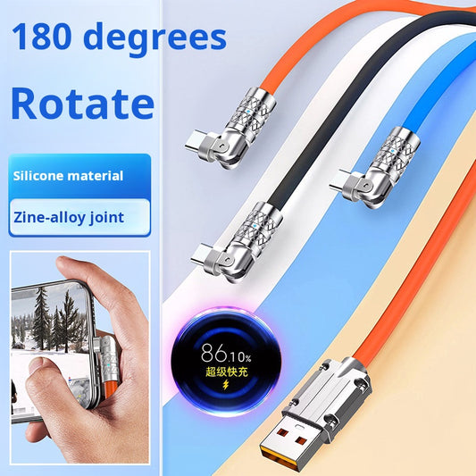 Zinc Alloy 180° Rotating USB Cable, 6A Fast Charge