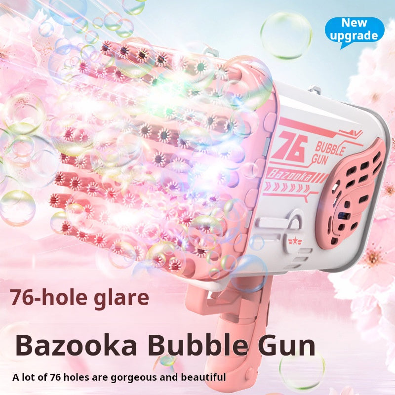 76-Hole Rocket Bubble Gun with Colorful Lights, Electric Rechargeable Toy