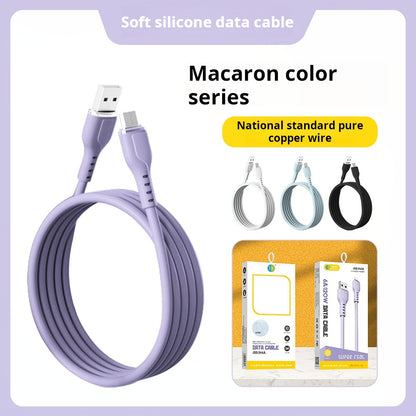 Pure copper wire silicone macaron data cable