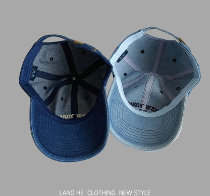 Letter Embroidery Denim Baseball Cap, Vintage Soft Top