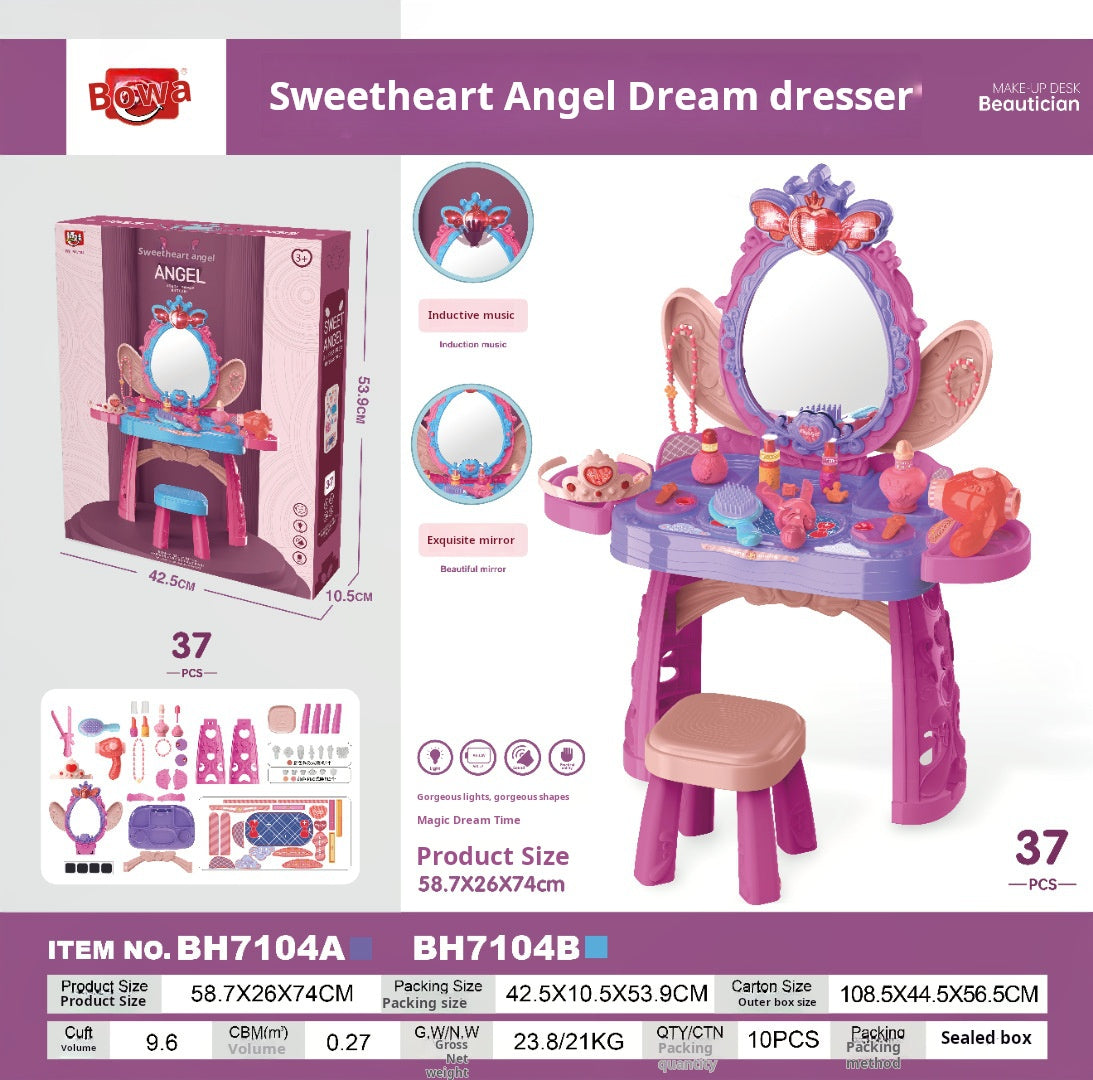 Dream Vanity with Colorful Lights and Music Portable Makeup Toy for Kids