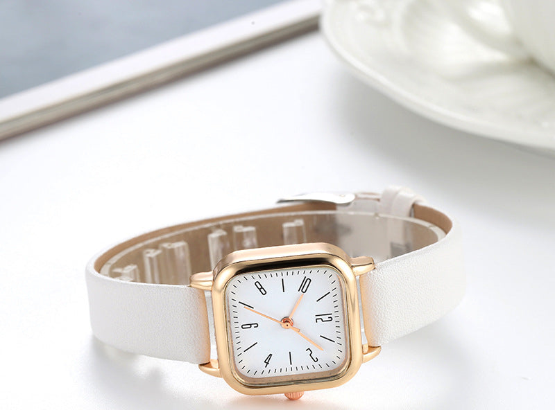 Square Leather Band Women's Quartz Watch