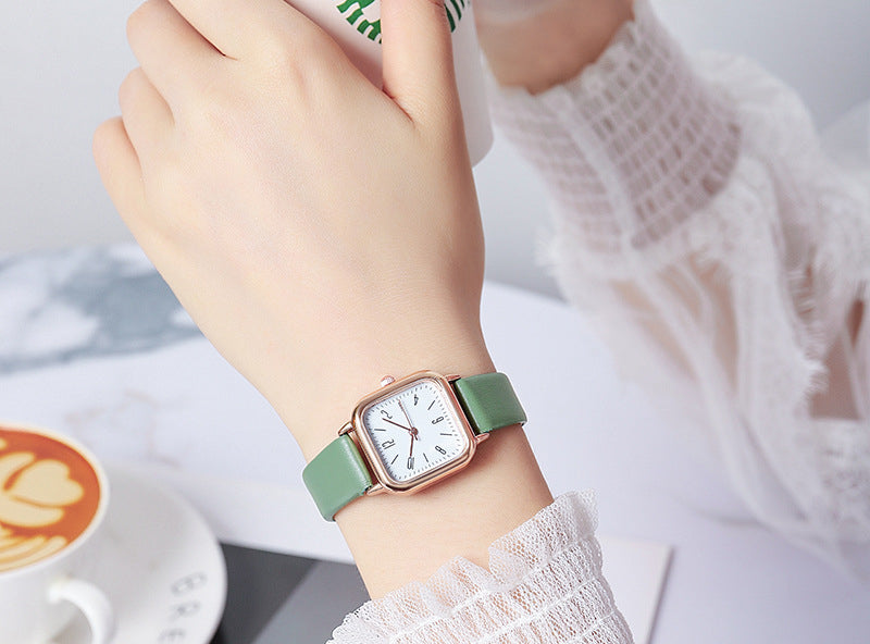 Square Leather Band Women's Quartz Watch