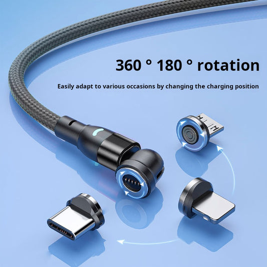 540 degree fast charging mobile phone charging cable with light