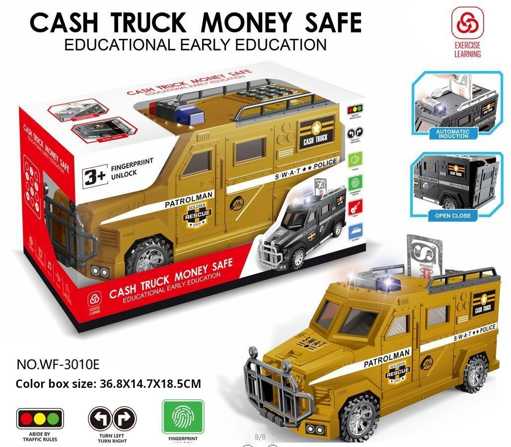 Fingerprint Money Bank, Construction Vehicle Design, Password Safe for Boys and Girls