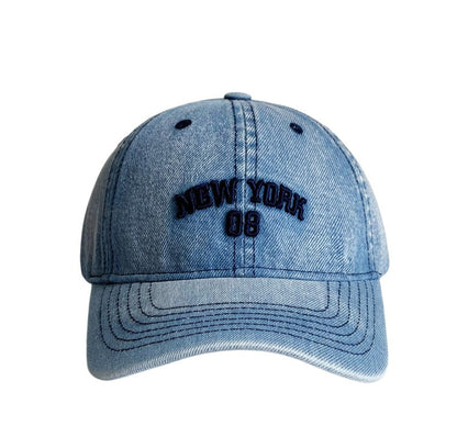 Letter Embroidery Denim Baseball Cap, Vintage Soft Top