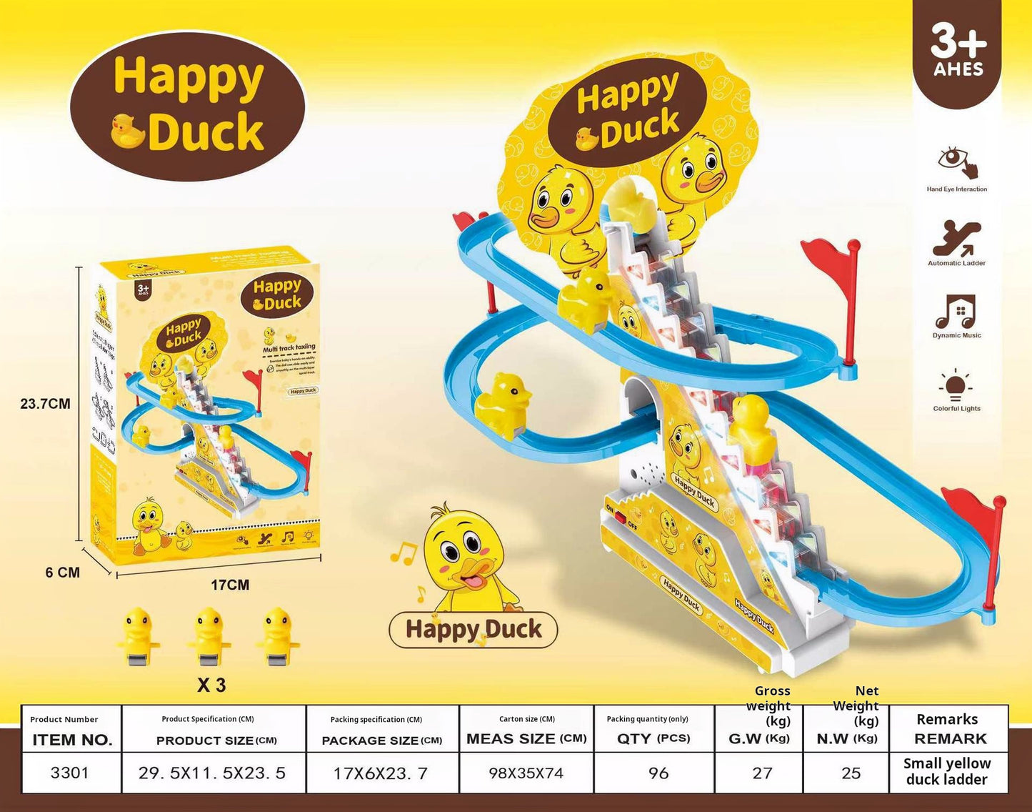 Duck Climbing Stairs Electric Track with Lights and Music Educational Toy