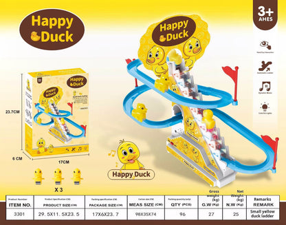 Duck Climbing Stairs Electric Track with Lights and Music Educational Toy