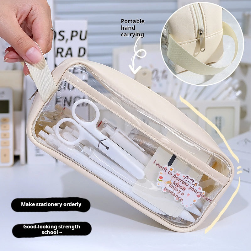 Transparent Large Capacity Pencil Case, Minimalist