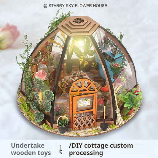 DIY Starry Flower House Model Toy with Lights