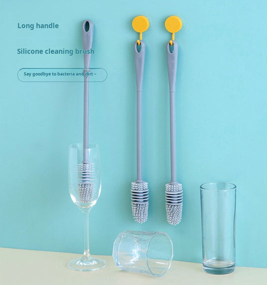 Long-Handle Silicone Cup Brush, No-Corner Cleaning Brush