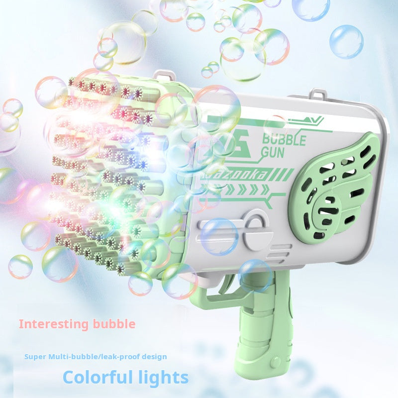 76-Hole Rocket Bubble Gun with Colorful Lights, Electric Rechargeable Toy