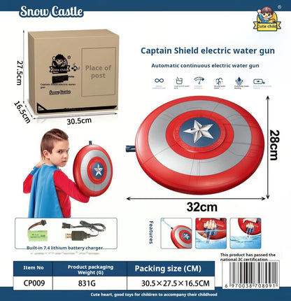 Children's Automatic Water-Absorbing Captain Shield Water Gun Toy