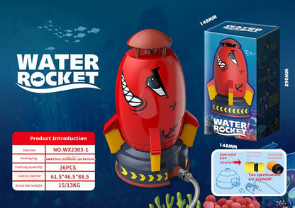 Space Rocket Water Sprinkler for Children, Outdoor Water Pressure Toy