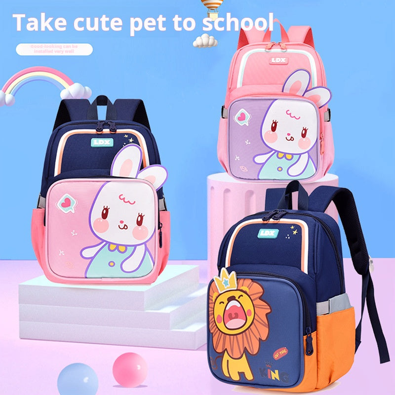 Kindergarten cartoon animal boy and girl baby backpack