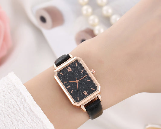 Women's Korean Style Small Green Square Quartz Watch