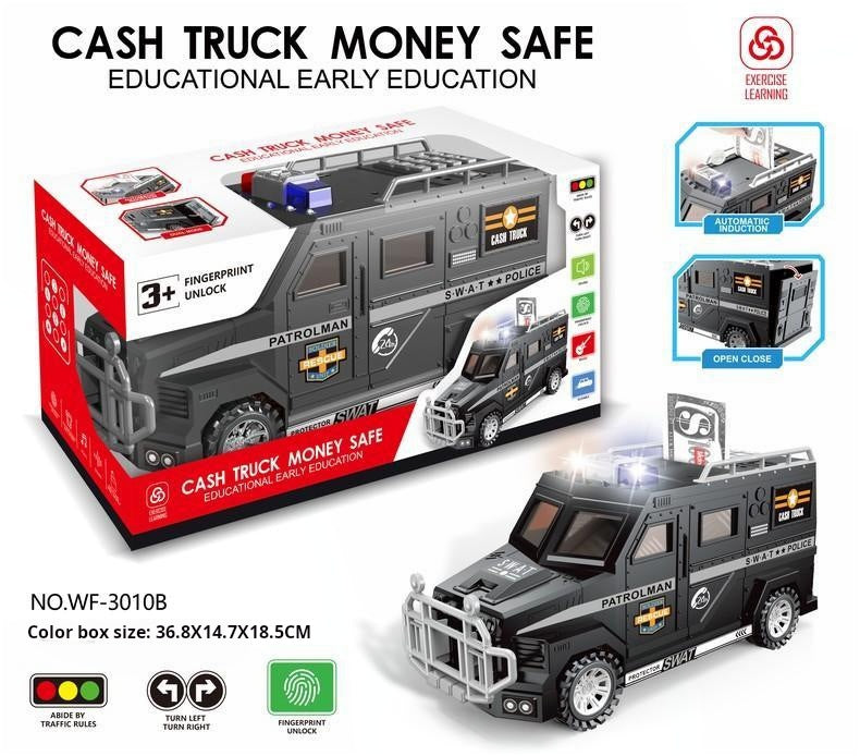 Fingerprint Money Bank, Construction Vehicle Design, Password Safe for Boys and Girls