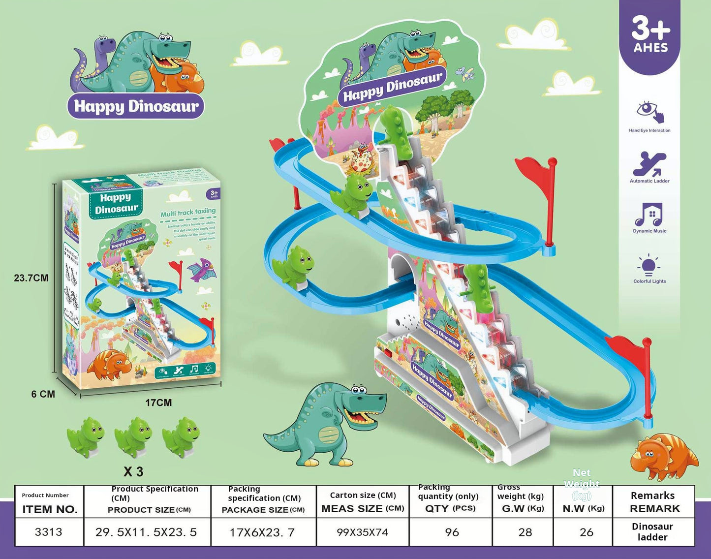 Duck Climbing Stairs Electric Track with Lights and Music Educational Toy