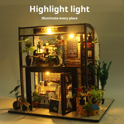 DIY Wooden Cafe House Model Toy